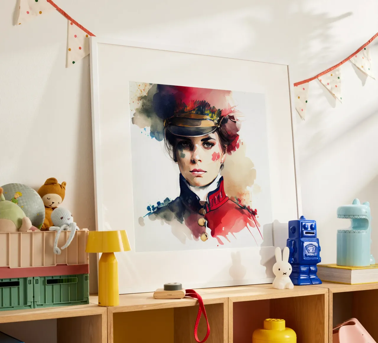 Acquerello Donna soldato napoleonico poster da Chromatic Fusion Studio