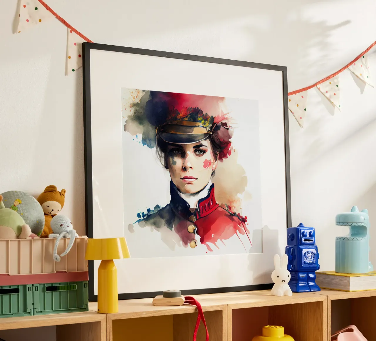 Acquerello Donna soldato napoleonico poster da Chromatic Fusion Studio