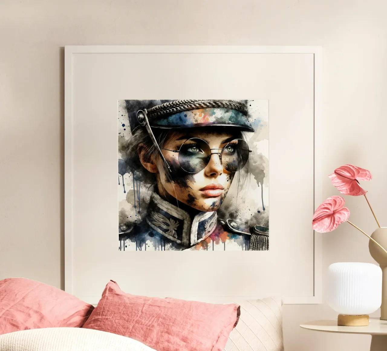 Acquerello Donna soldato napoleonico poster da Chromatic Fusion Studio