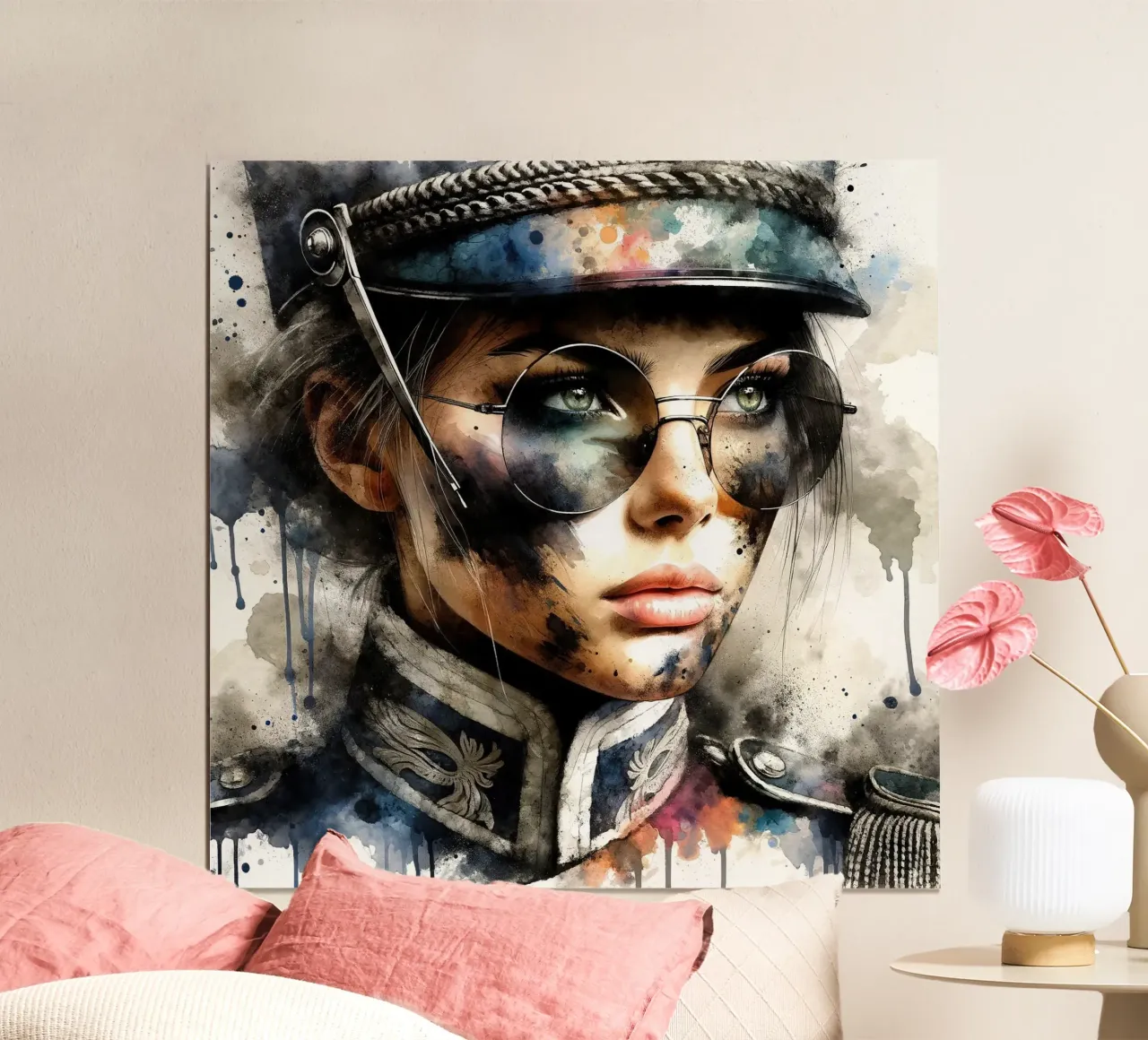 Acquerello Donna soldato napoleonico poster da Chromatic Fusion Studio