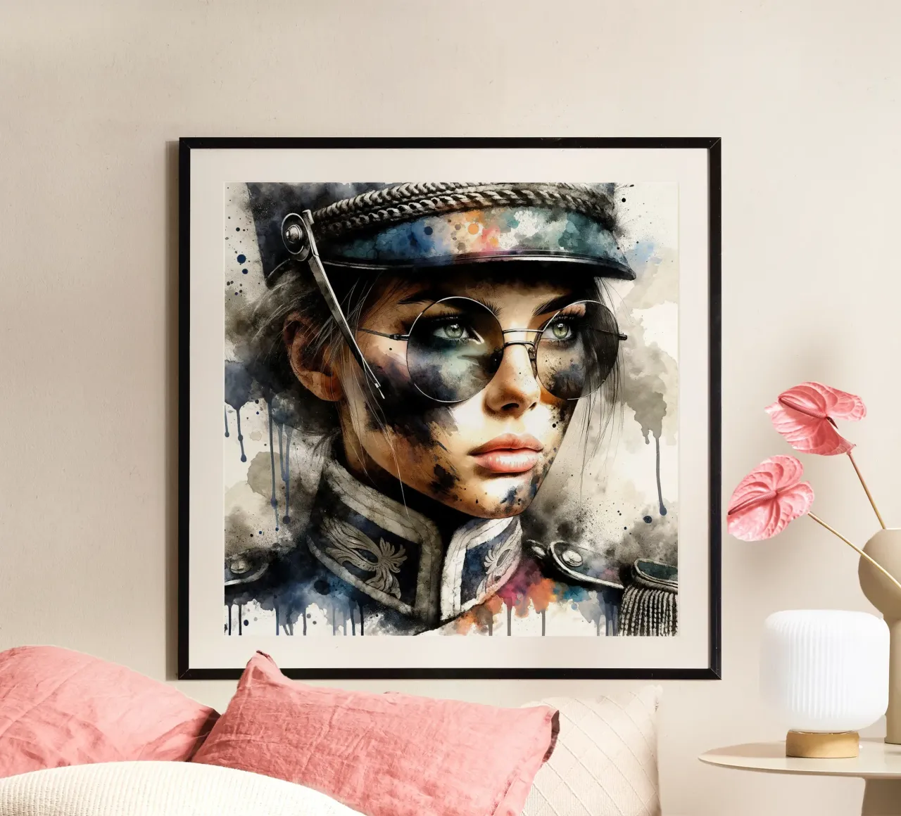 Acquerello Donna soldato napoleonico poster da Chromatic Fusion Studio