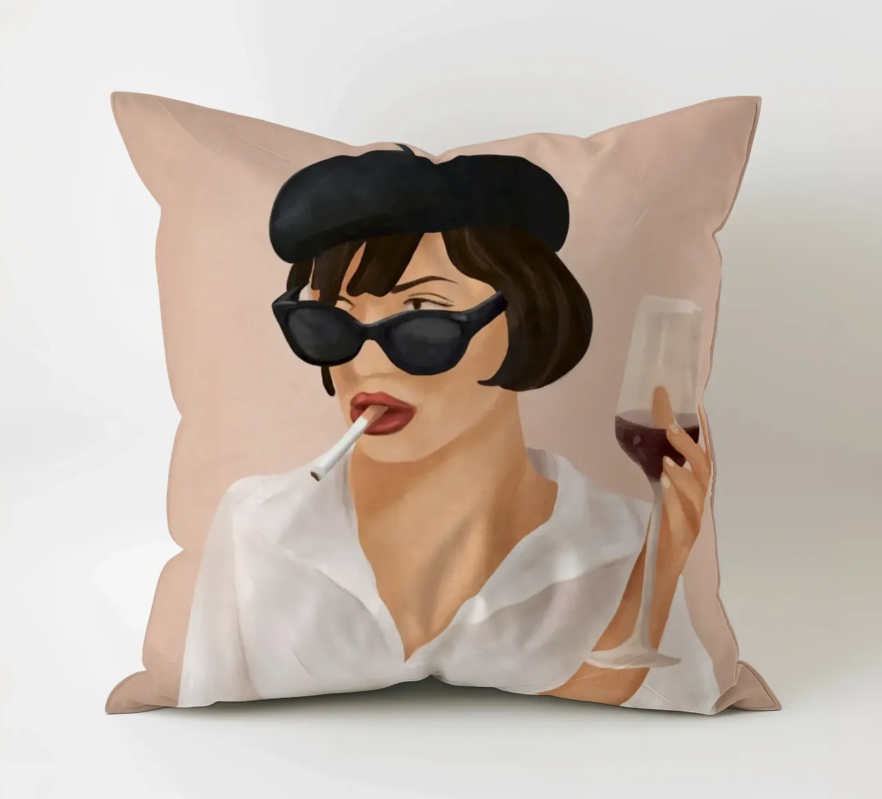 Glass of wine cuscino da Flow Line