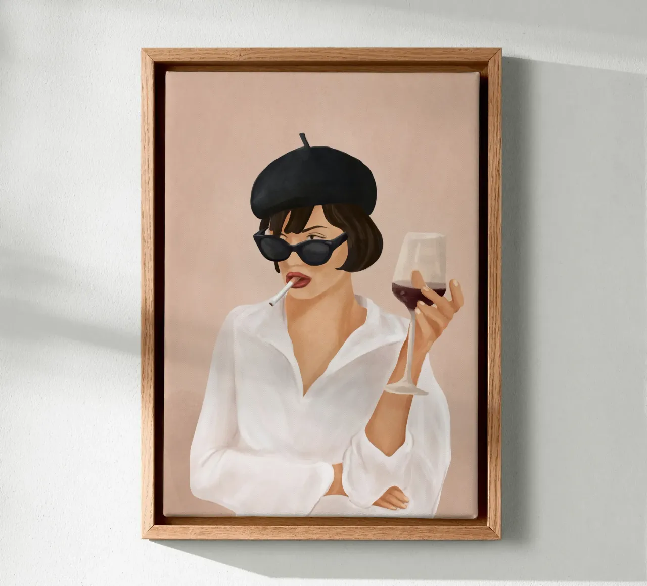 Glass of wine canvas met Baklijst van Flow Line