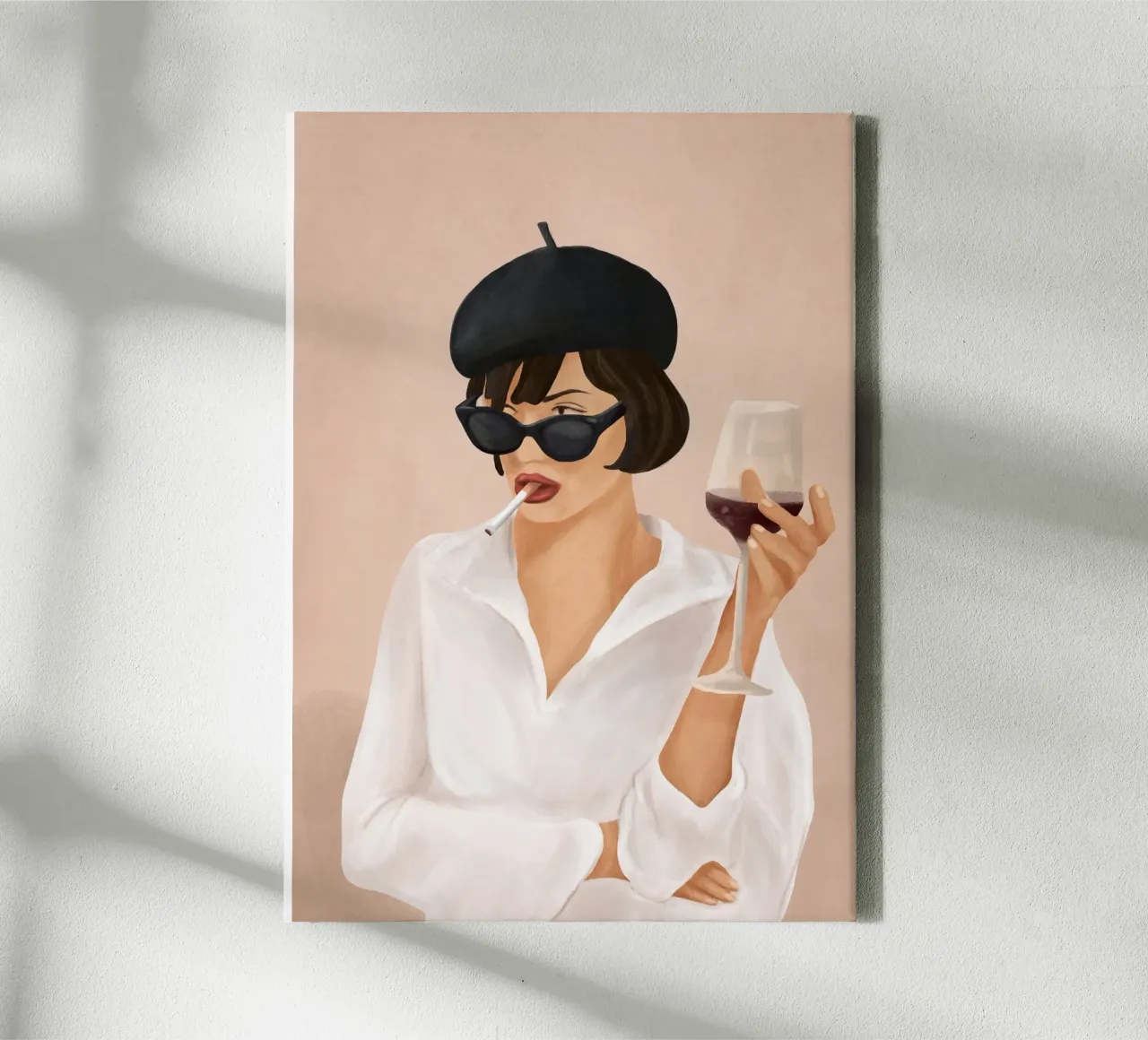 Glass of wine canvas met Baklijst van Flow Line