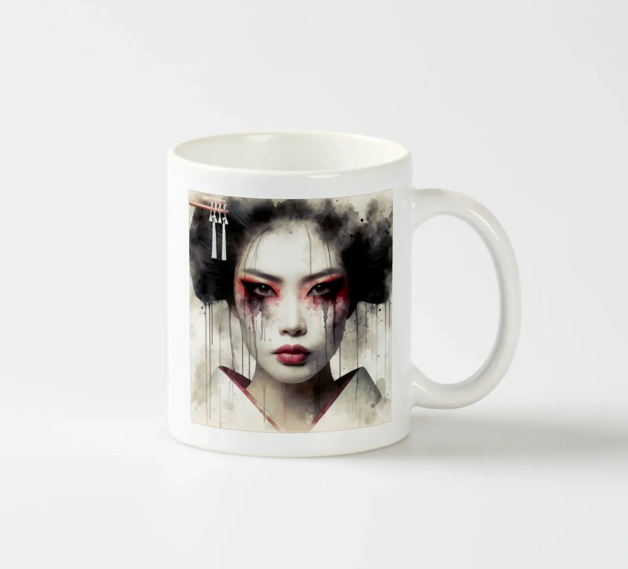 Geisha moderna ad acquerello tazza in ceramica da Chromatic Fusion Studio