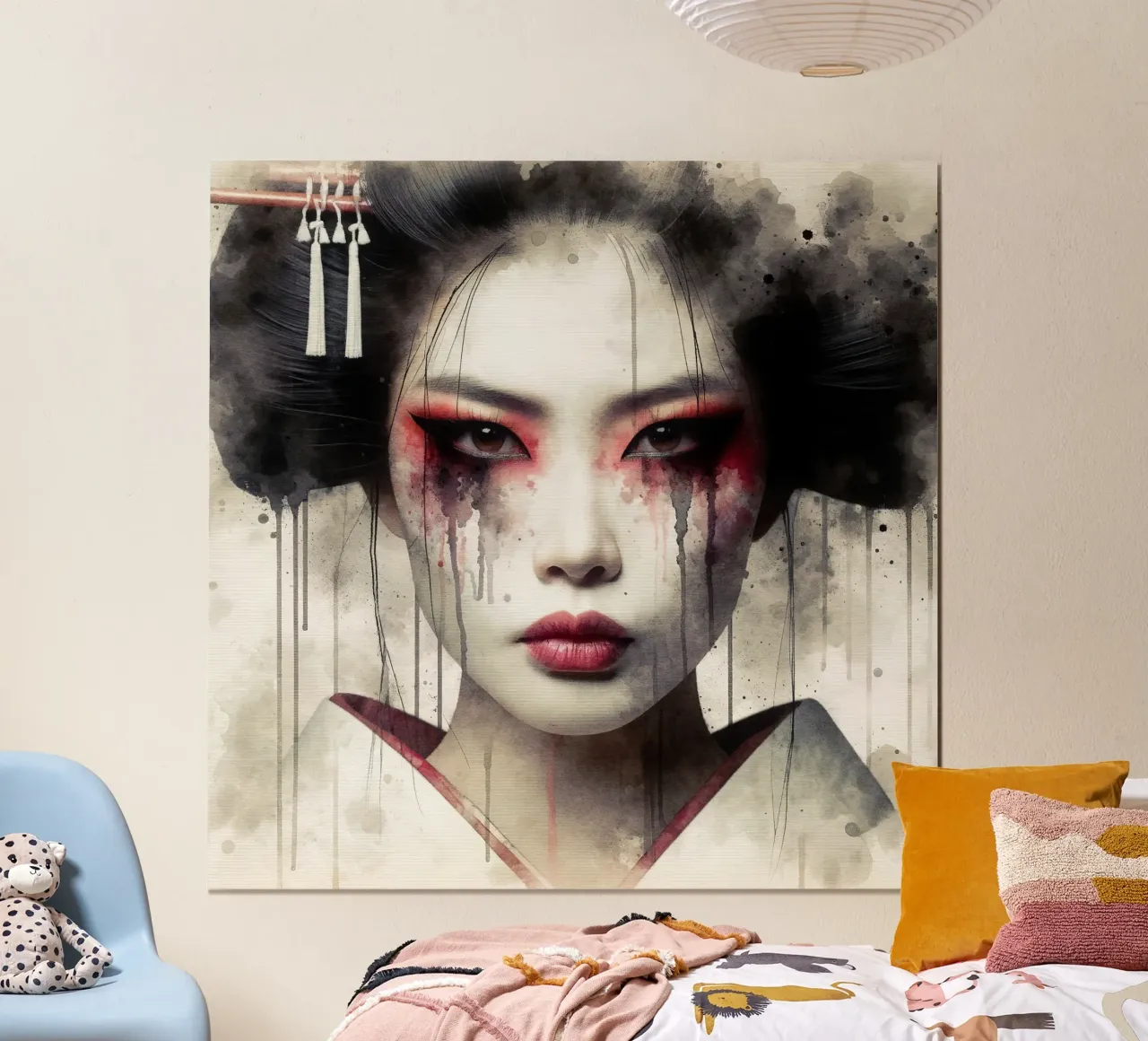 Geisha moderna ad acquerello carta hahnemühle da Chromatic Fusion Studio