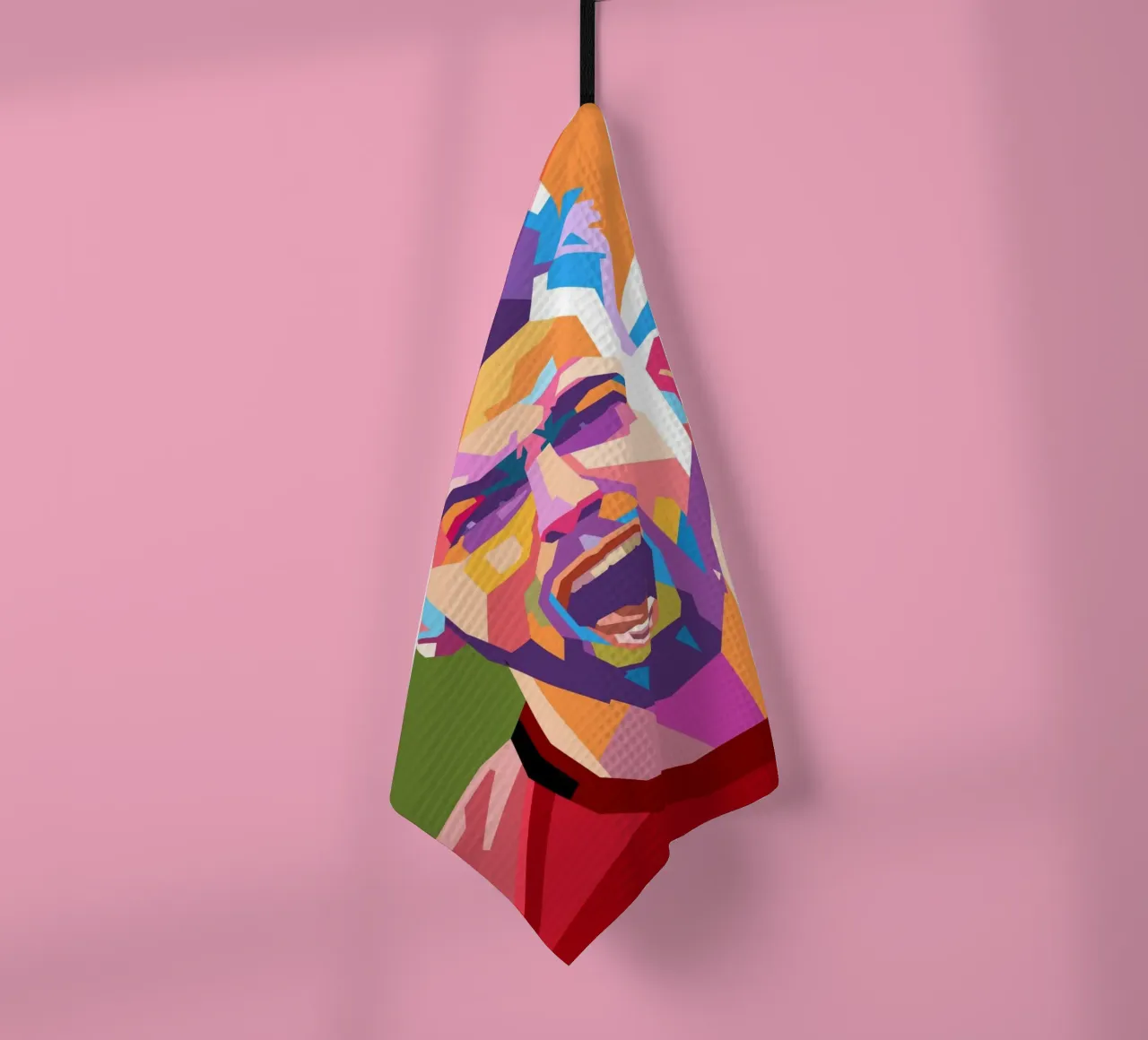 Bruno Fernandez ritratto pop art canovaccio da cucina da Hantamrata