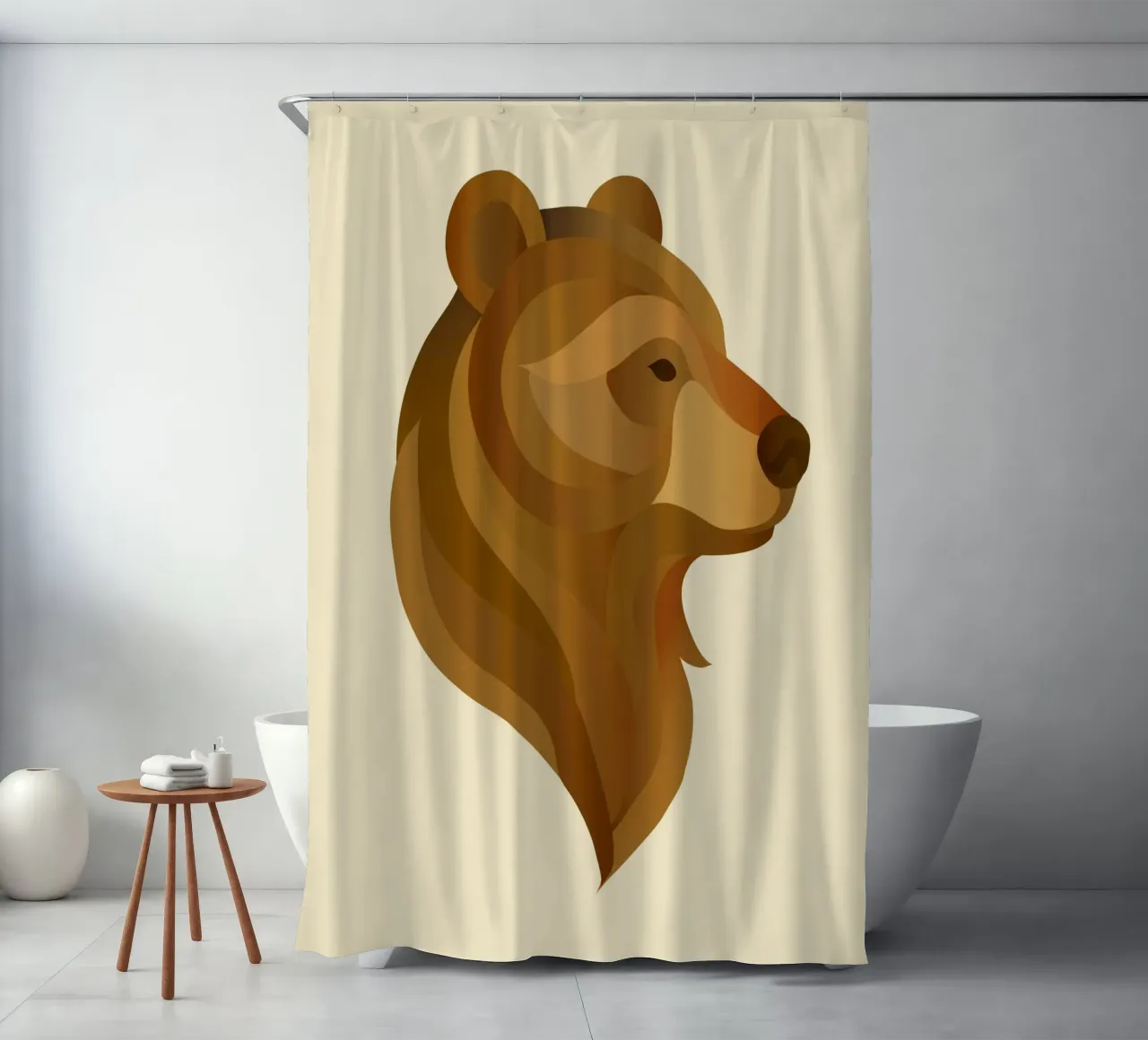 Stylised bear head - majestic animal portrait shower curtain by namosh