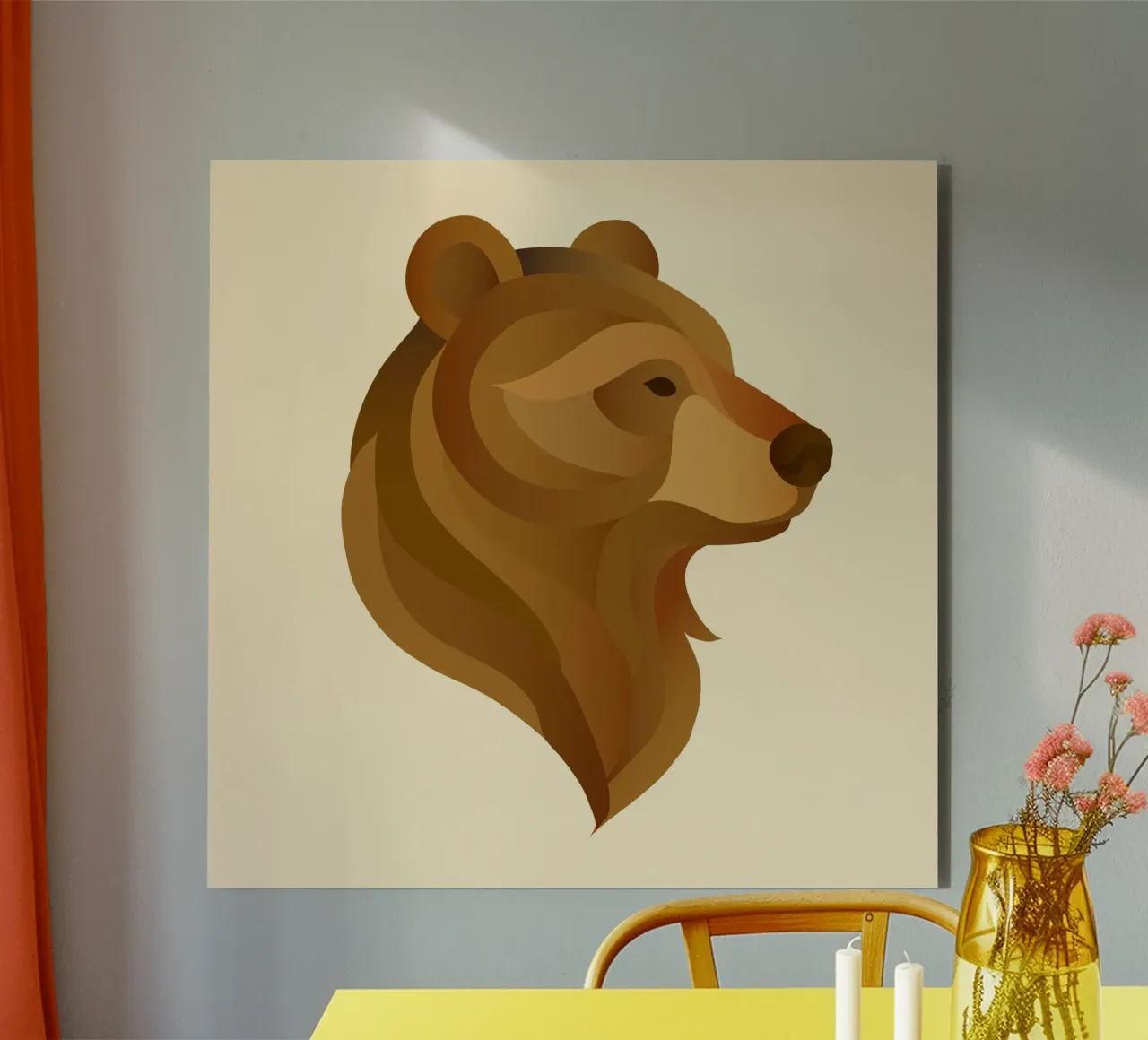 Stylised bear head - majestic animal portrait forex plate by namosh