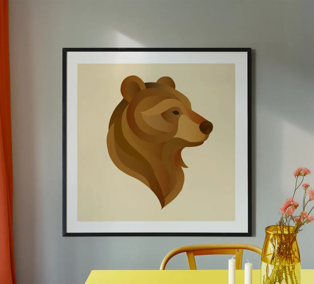 Stylised bear head - majestic animal portrait hahnemühle by namosh