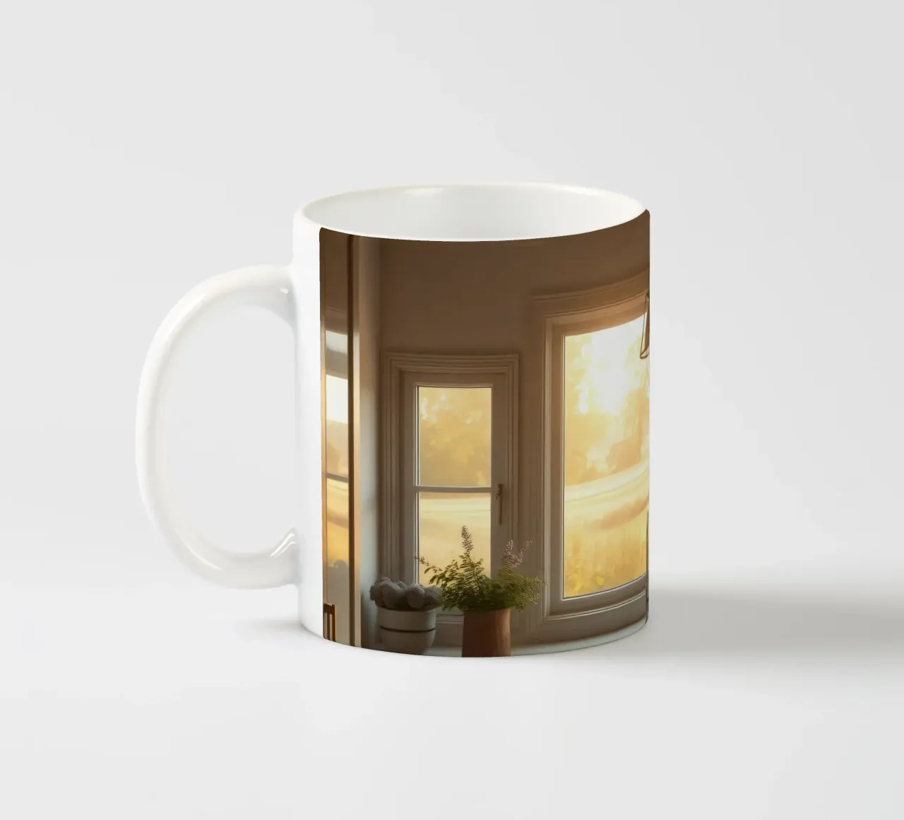 La calda luce del sole riempie una cucina accogliente con una splendida vista tazza in ceramica da DesignDoodle