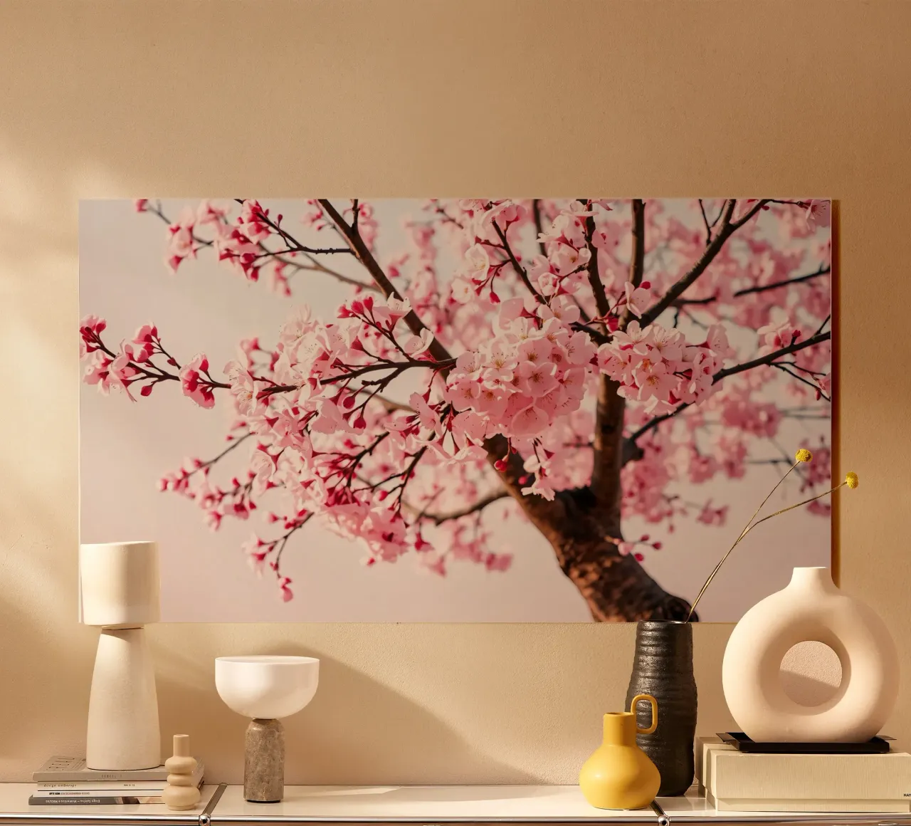 Beautiful cherry blossom tree in full bloom during spring acrylic glass by DesignDoodle
