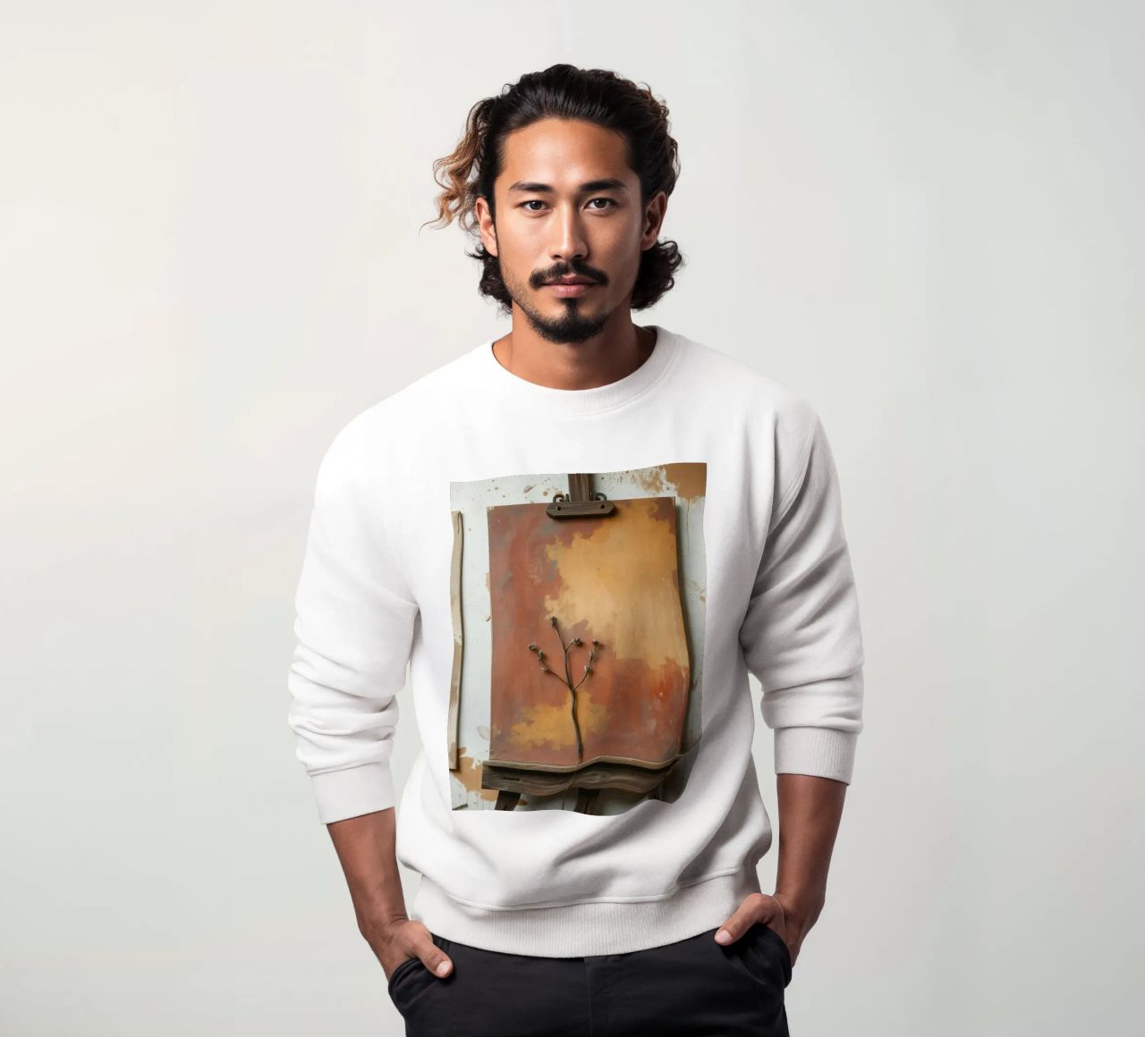 Abstract tree paintings displayed on easels in an art studio sweatshirt by DesignDoodle