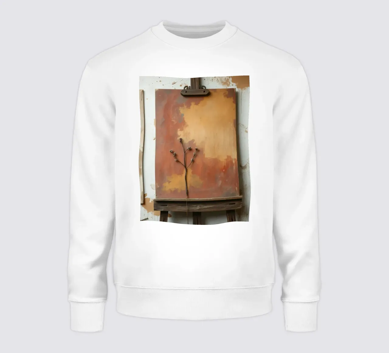Abstrakte Baumbilder auf Staffeleien in einem Kunstatelier Sweatshirt von DesignDoodle