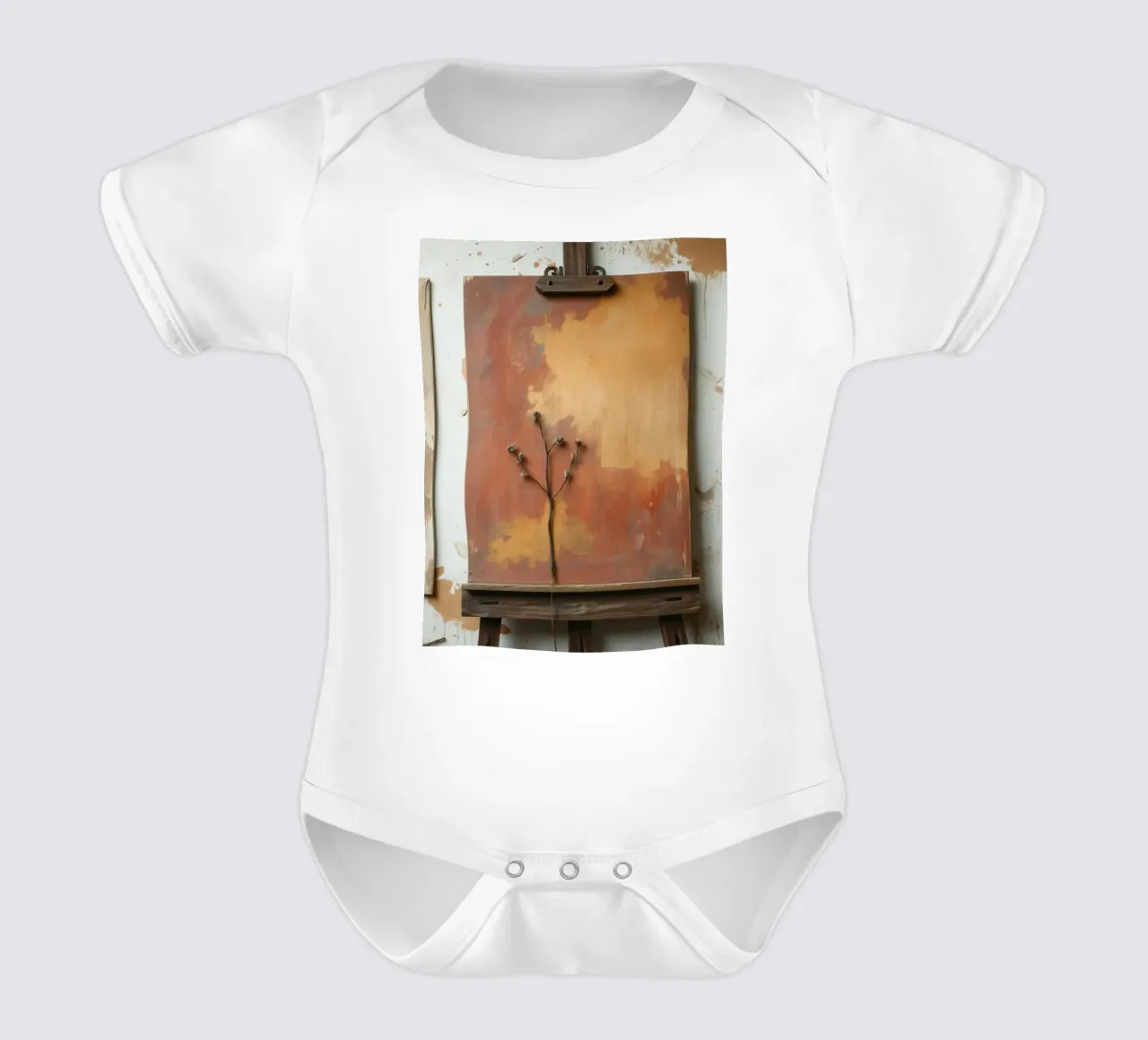 Abstrakte Baumbilder auf Staffeleien in einem Kunstatelier Kurzarm Babybody von DesignDoodle