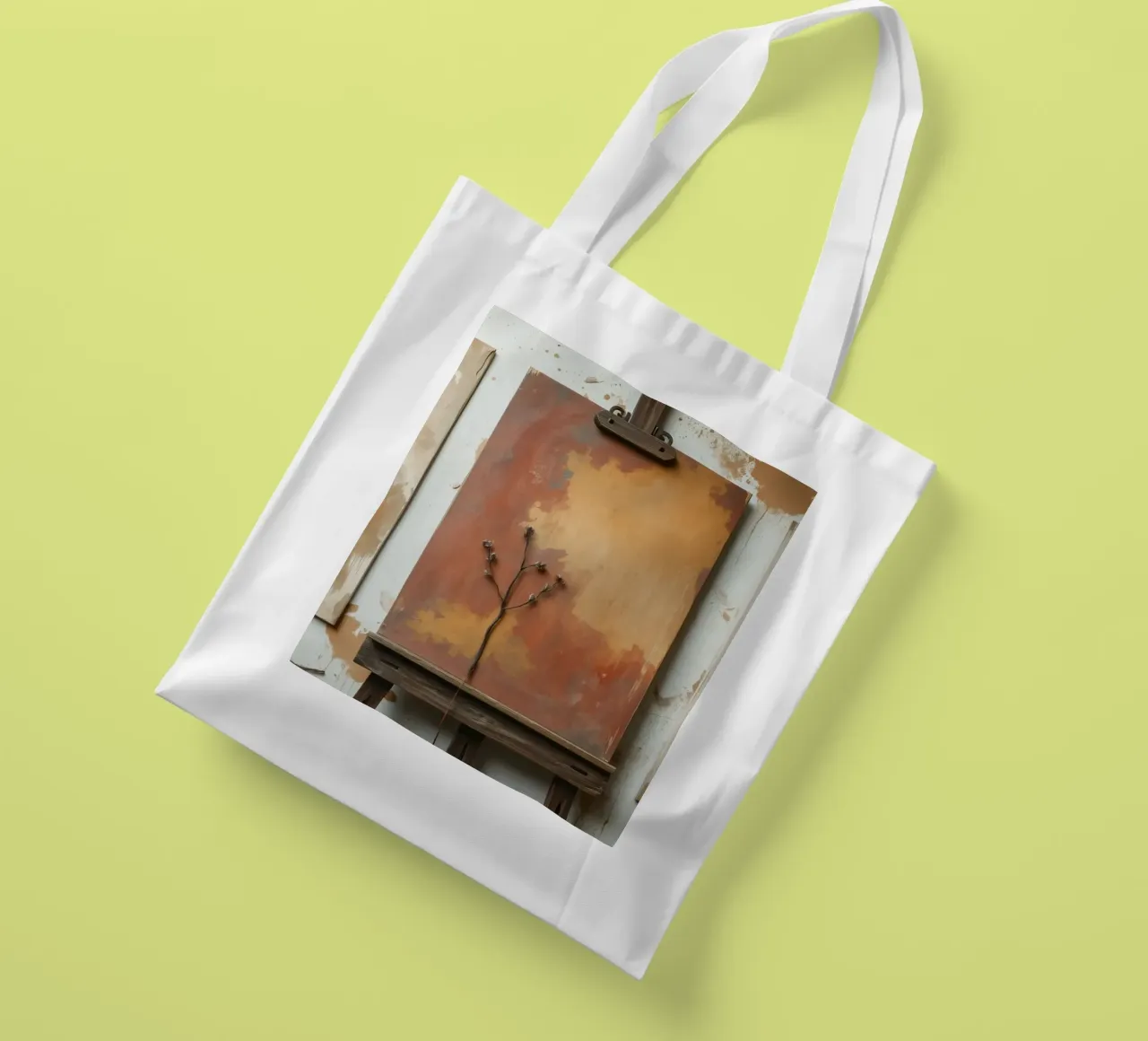 Abstract tree paintings displayed on easels in an art studio tote bag by DesignDoodle