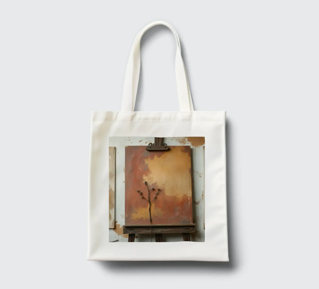 Abstract tree paintings displayed on easels in an art studio tote bag by DesignDoodle