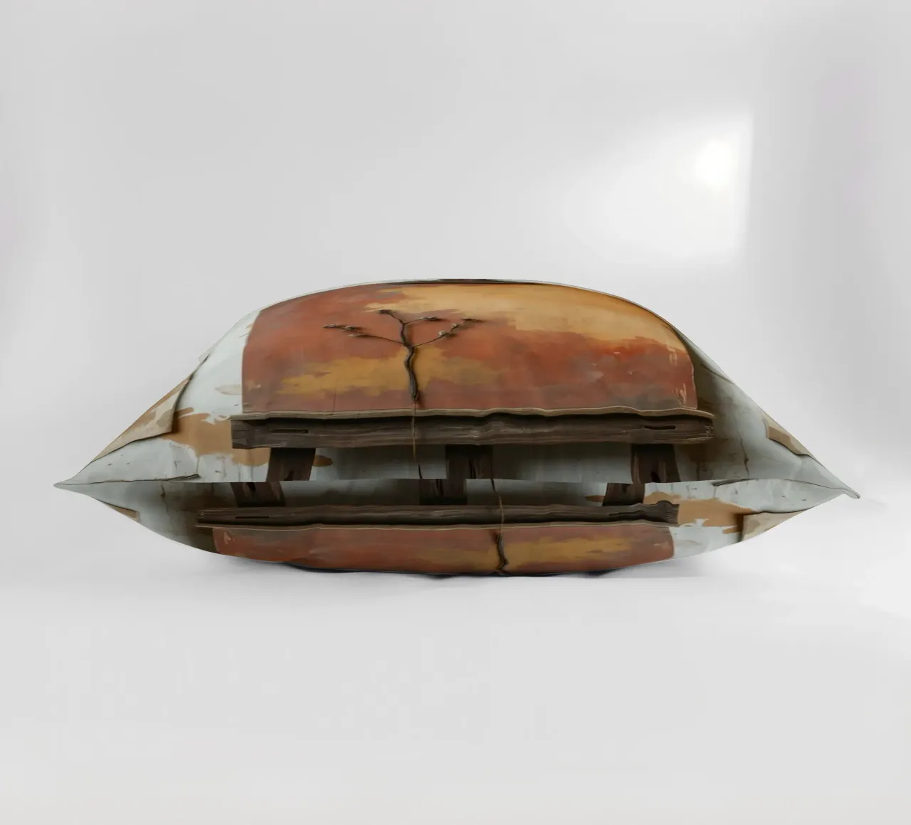 Abstract tree paintings displayed on easels in an art studio decorative cushion by DesignDoodle