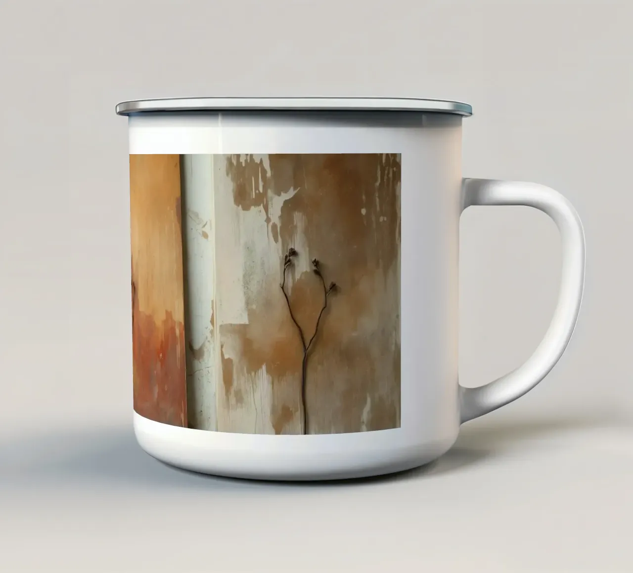 Peintures abstraites d'arbres exposées sur des chevalets dans un atelier d'art mug en émail de DesignDoodle