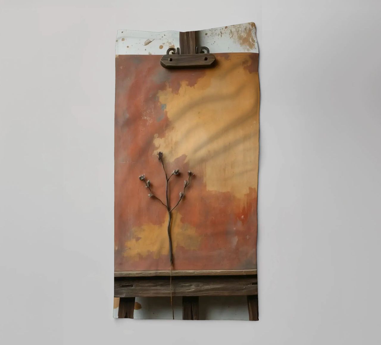 Abstract tree paintings displayed on easels in an art studio towel by DesignDoodle