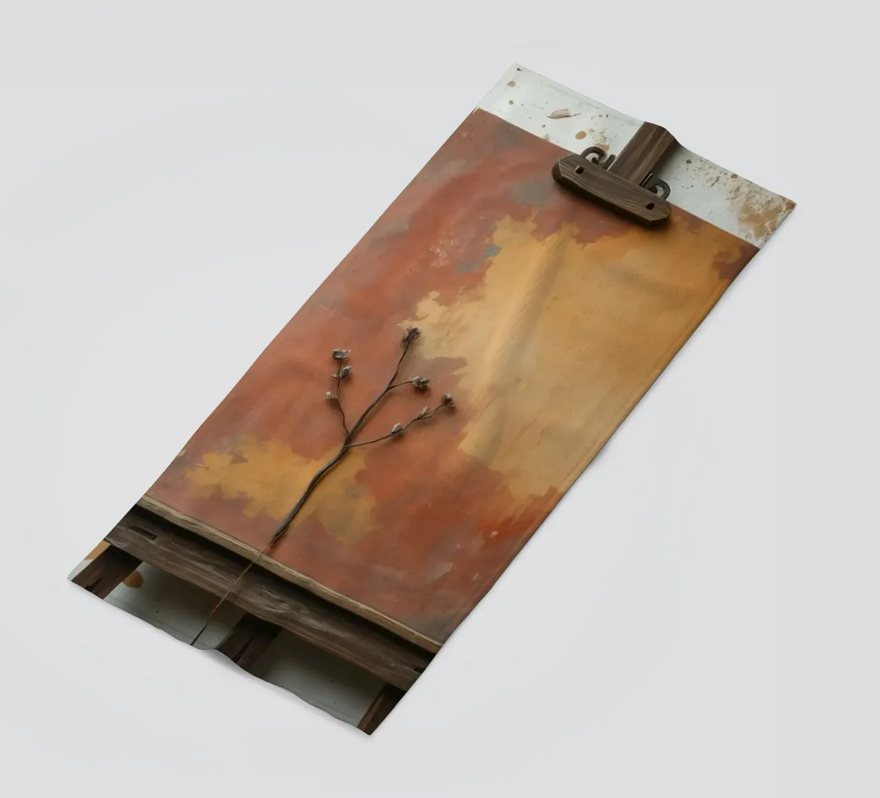 Peintures abstraites d'arbres exposées sur des chevalets dans un atelier d'art serviette de plage de DesignDoodle