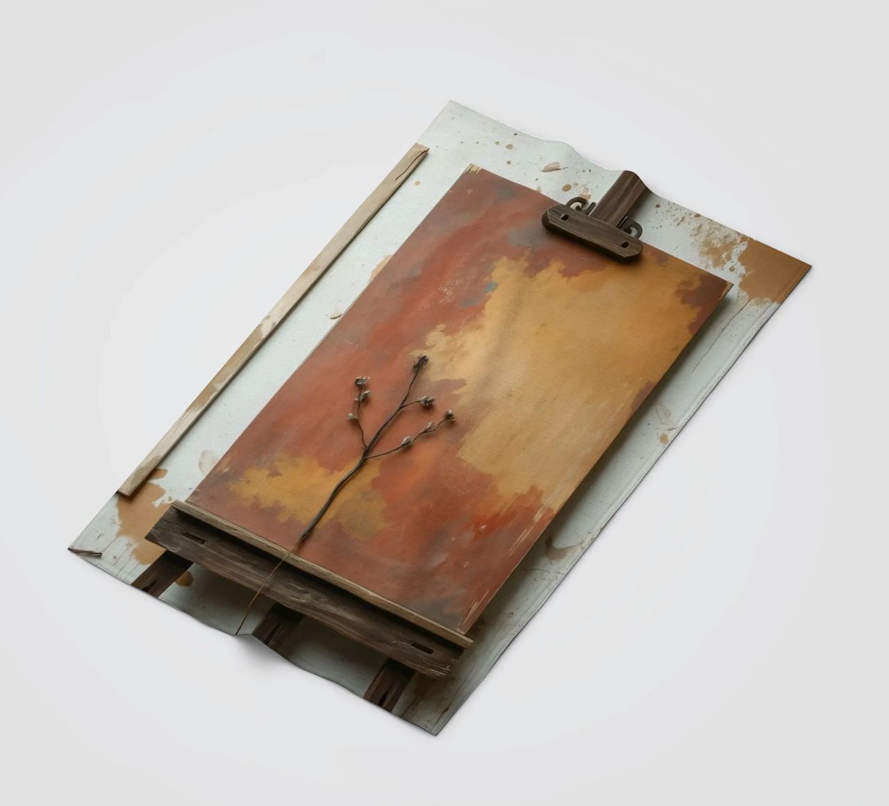 Abstract tree paintings displayed on easels in an art studio fleece blanket by DesignDoodle