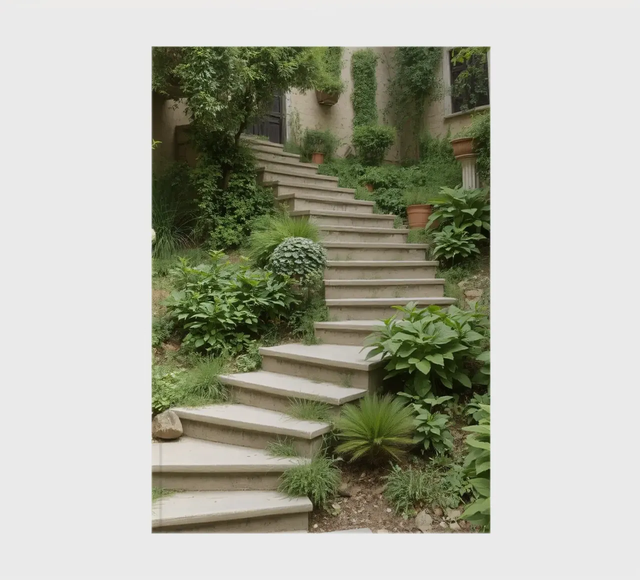 Una lussureggiante scala da giardino conduce a un sereno spazio esterno diario da DesignDoodle