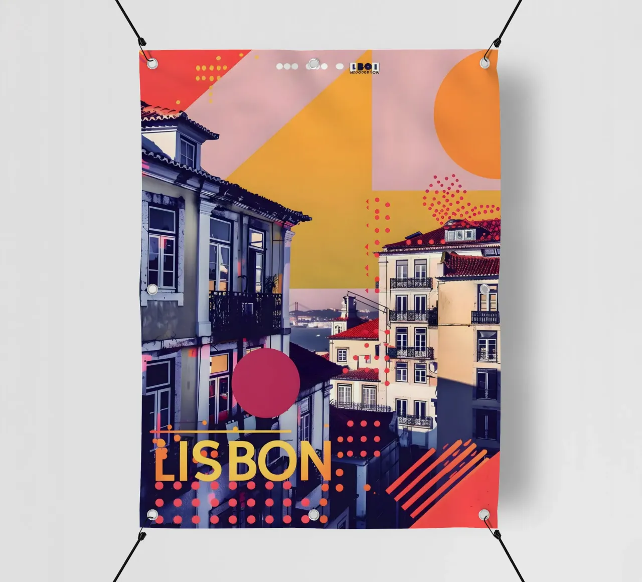 Lissabon abstrakte Kunst telo in pvc da Vintage Travel Art