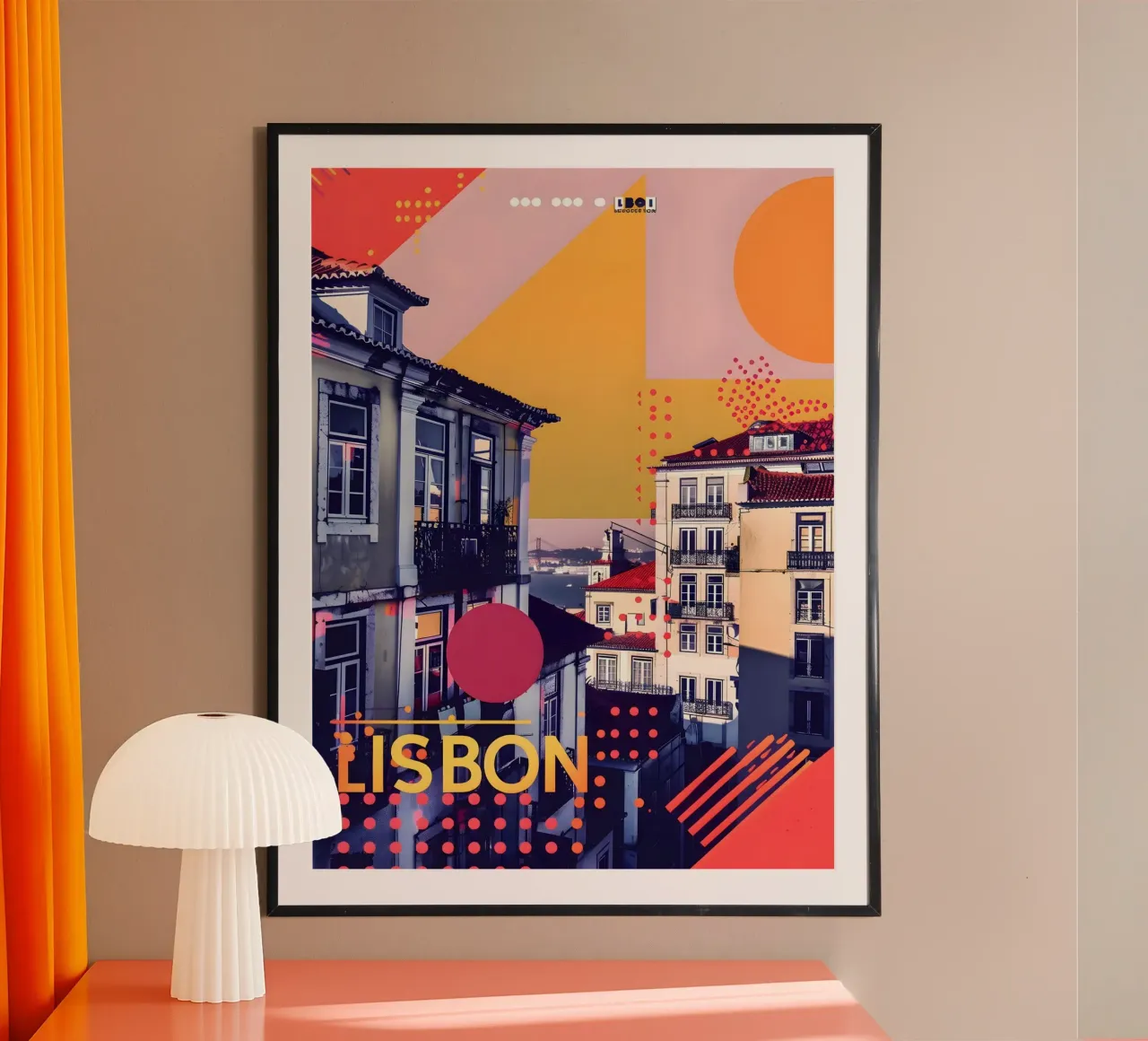 Lissabon abstrakte Kunst poster con telaio in plastica da Vintage Travel Art