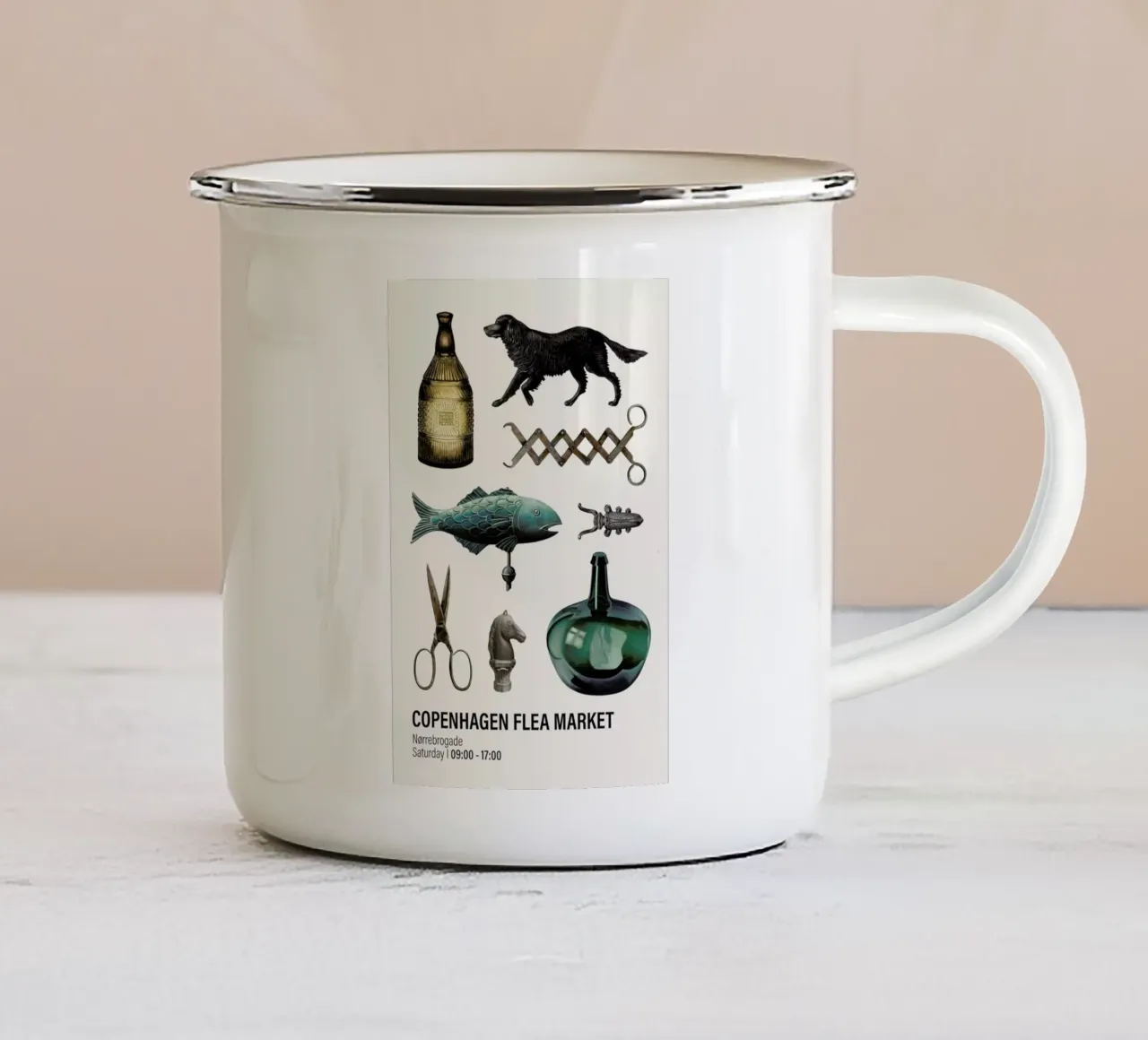 Copenhagen Flea Market tazza in smalto da Vintage by JUNIQE