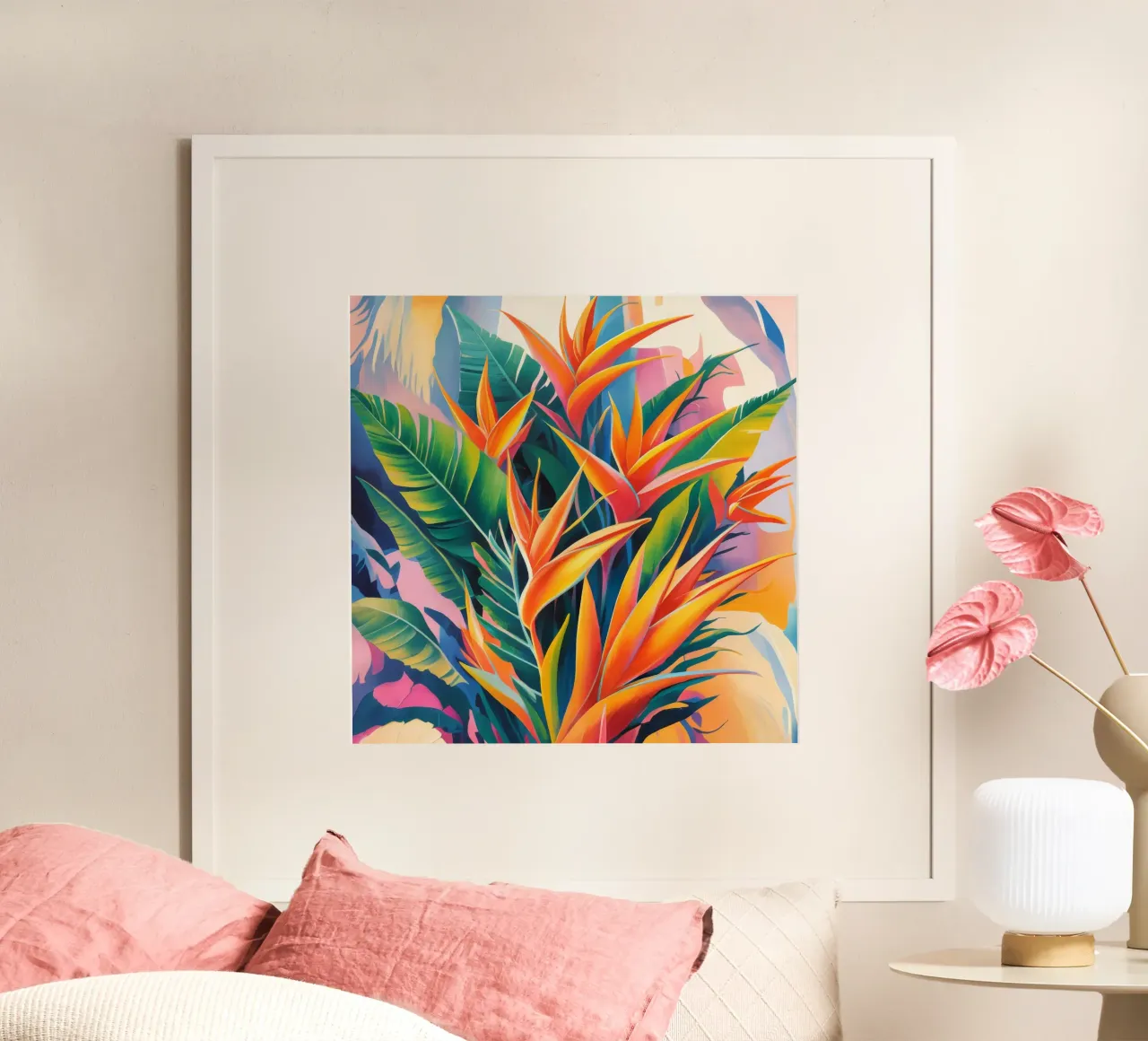 Esplosione floreale esotica poster con telaio in alluminio da Ebony Carpenter