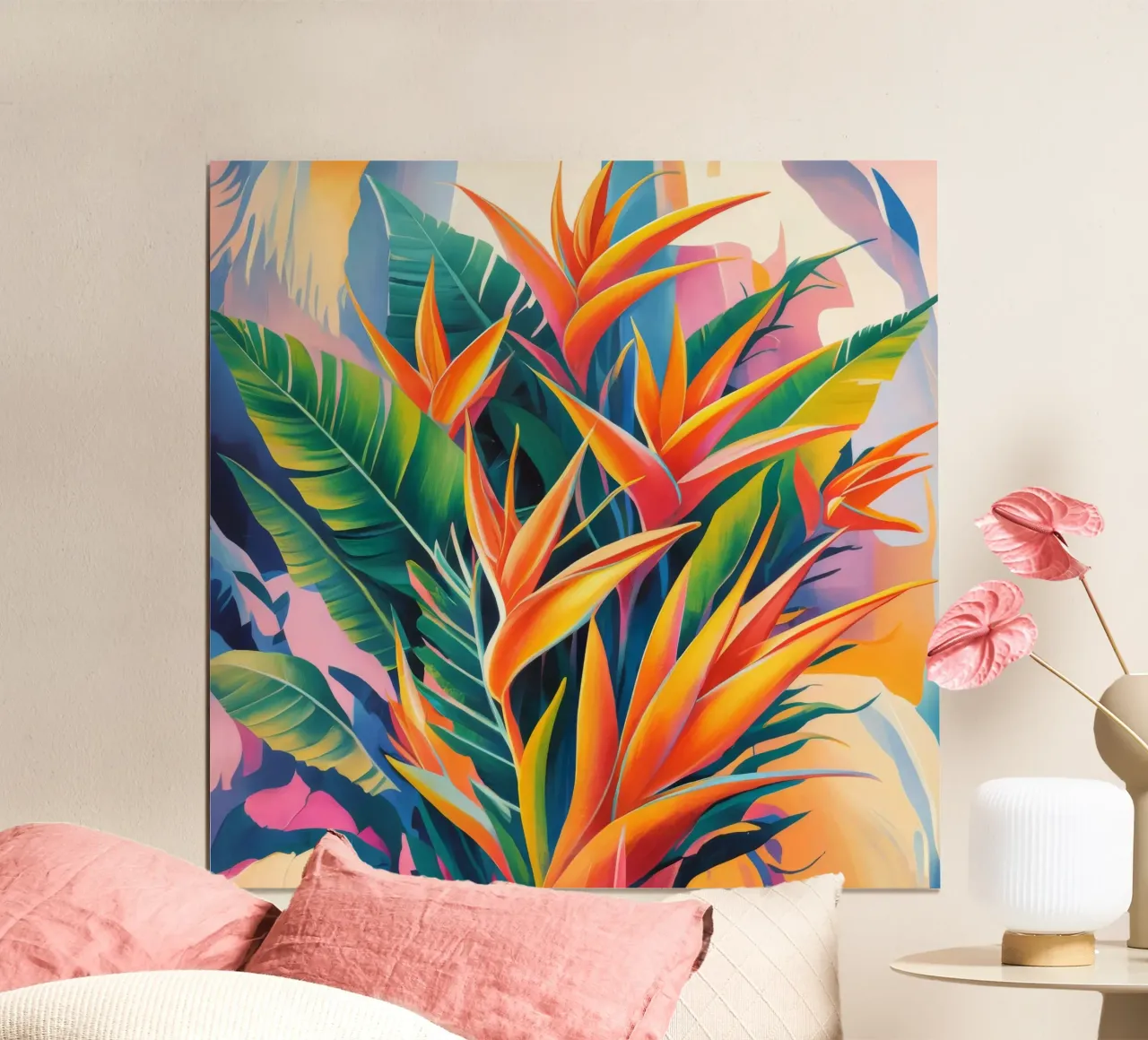 Esplosione floreale esotica poster con telaio in alluminio da Ebony Carpenter