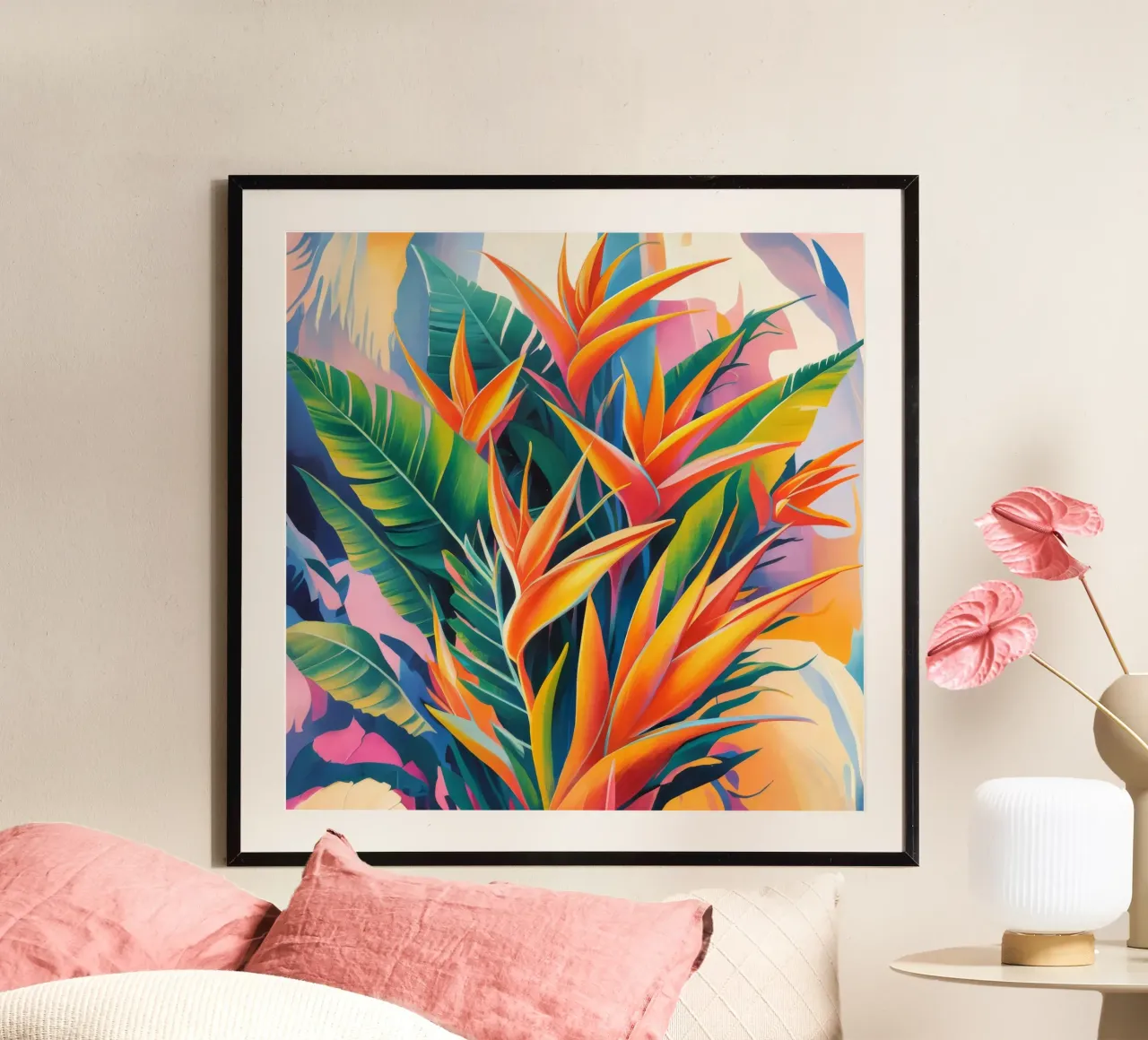 Esplosione floreale esotica poster con telaio in alluminio da Ebony Carpenter