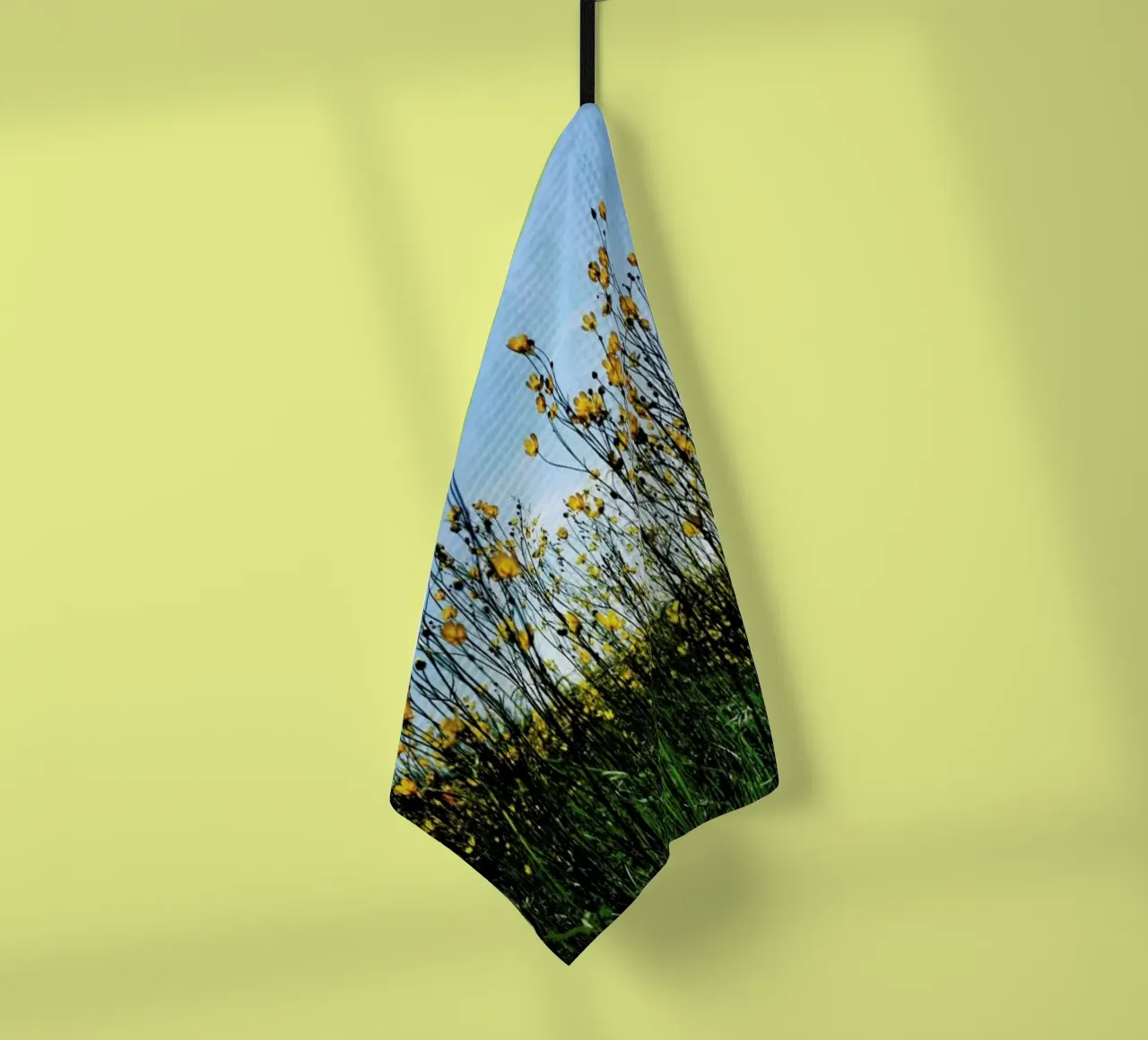 Small Yellow Flowers tea towel by Angelo Cerantola