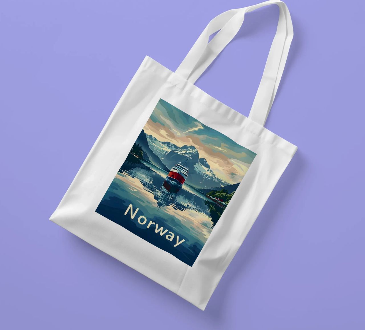 Norwegen Fjord Reiseposter Jutebeutel von Vintage Travel Art