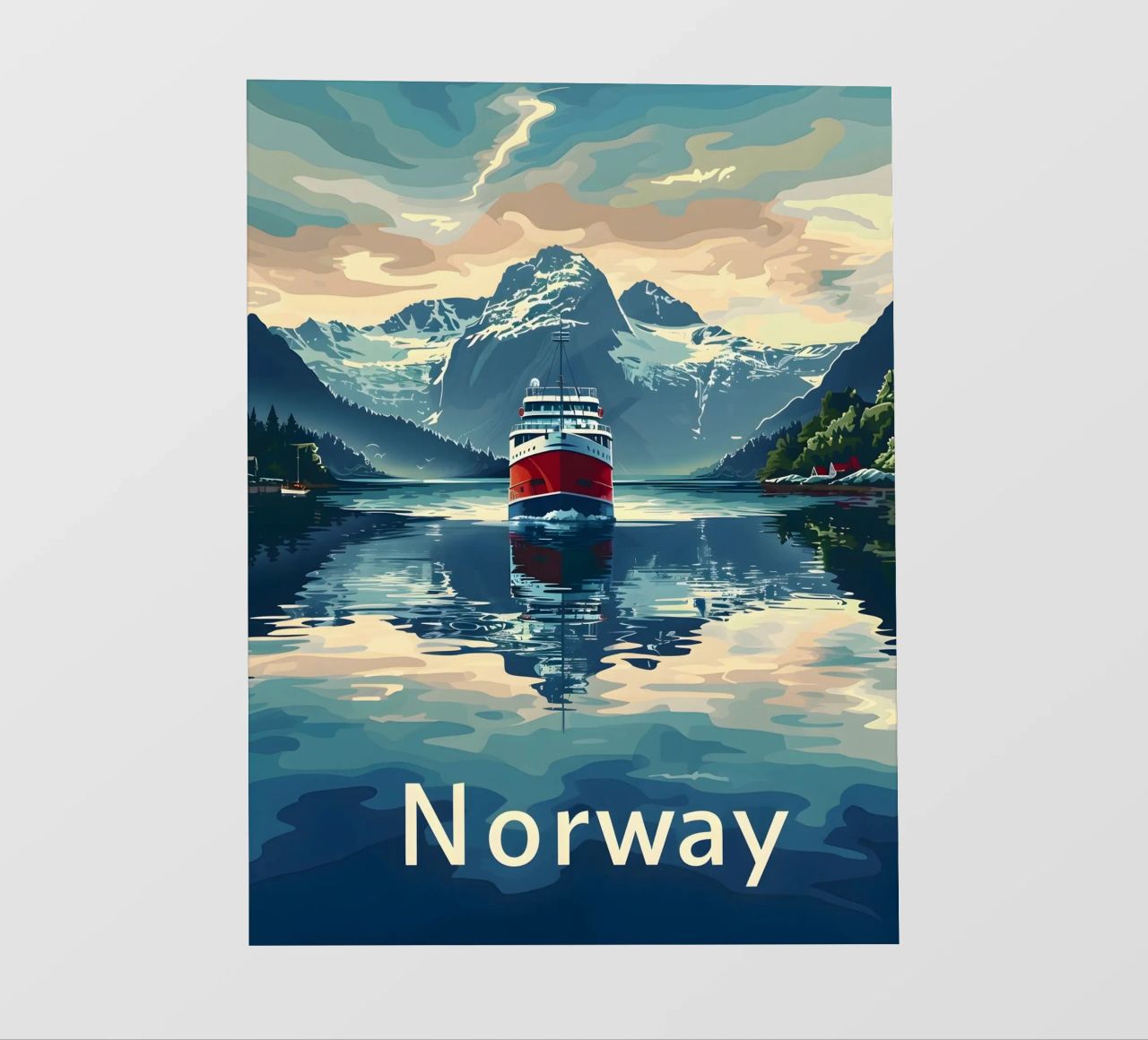 Norwegen Fjord Reiseposter PVC Plane von Vintage Travel Art