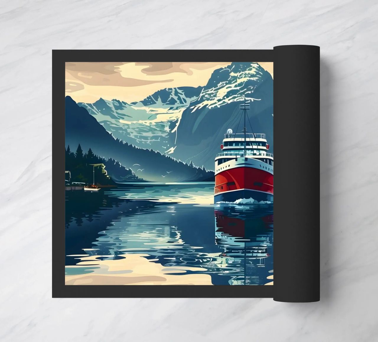 Norwegen Fjord Reiseposter Fußmatte von Vintage Travel Art