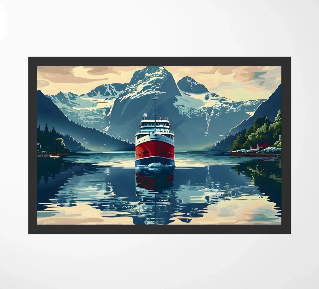Norwegen Fjord Reiseposter Fußmatte von Vintage Travel Art