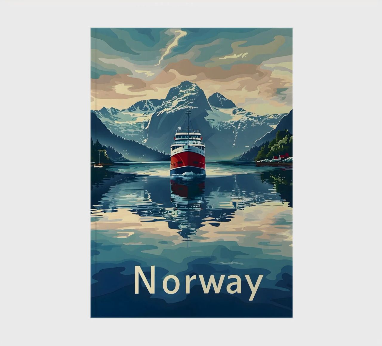 Norwegen Fjord Reiseposter Notizbuch von Vintage Travel Art