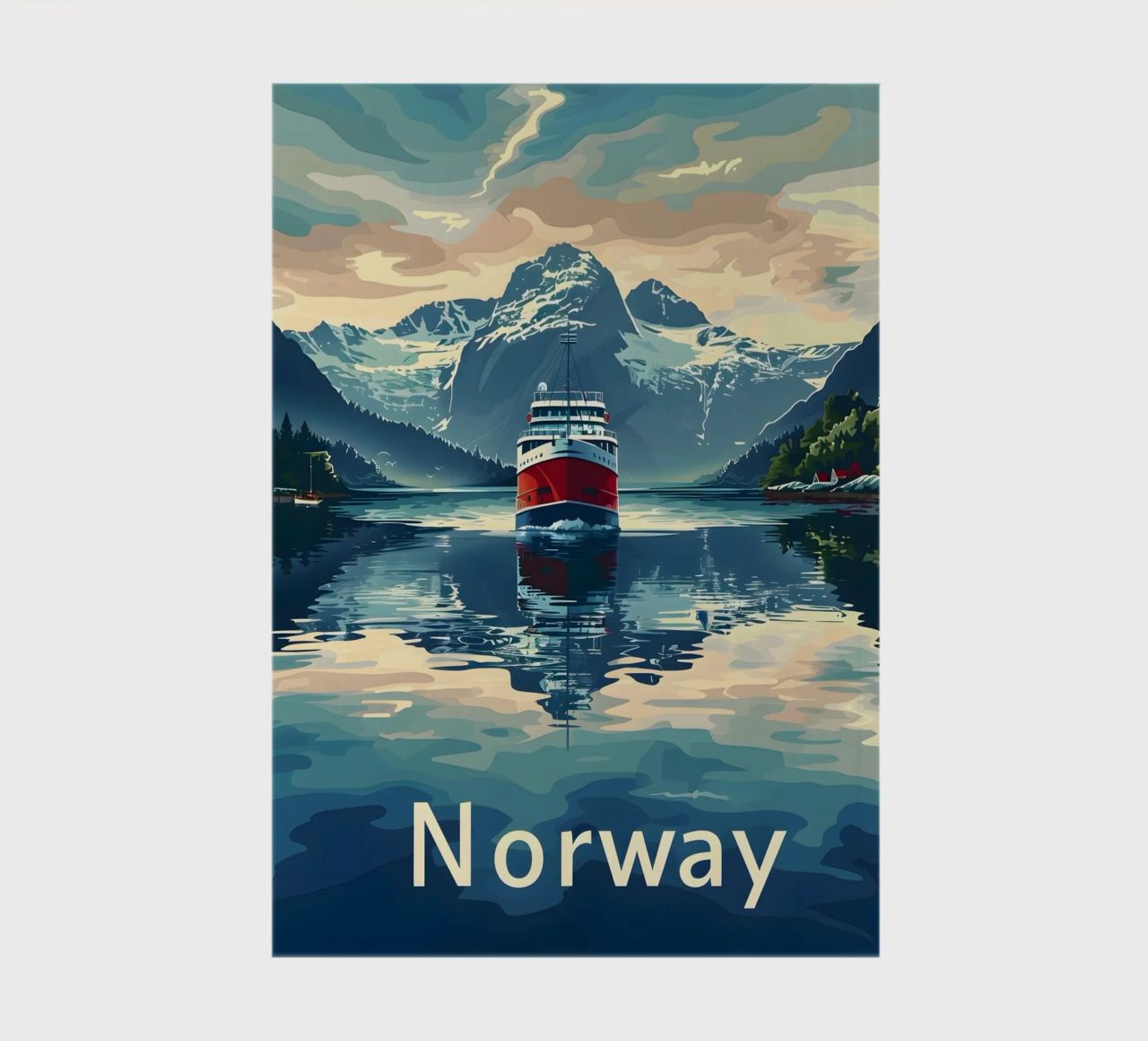 Norwegen Fjord Reiseposter Notizbuch von Vintage Travel Art