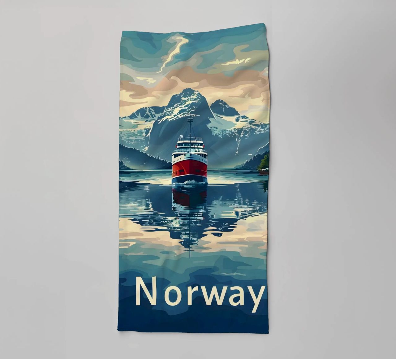 Norwegen Fjord Reiseposter Handtuch von Vintage Travel Art