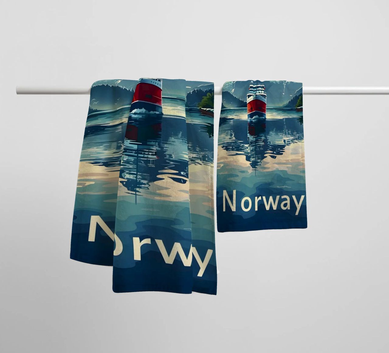 Norwegen Fjord Reiseposter Handtuch von Vintage Travel Art