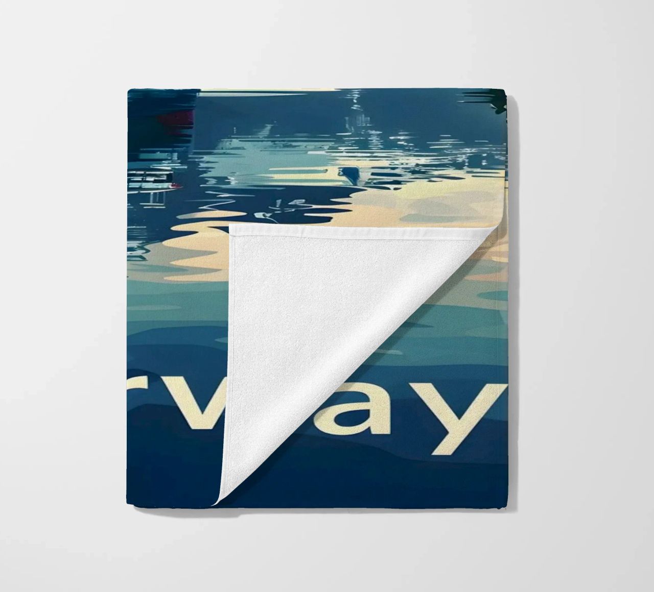 Norwegen Fjord Reiseposter Strandtuch von Vintage Travel Art