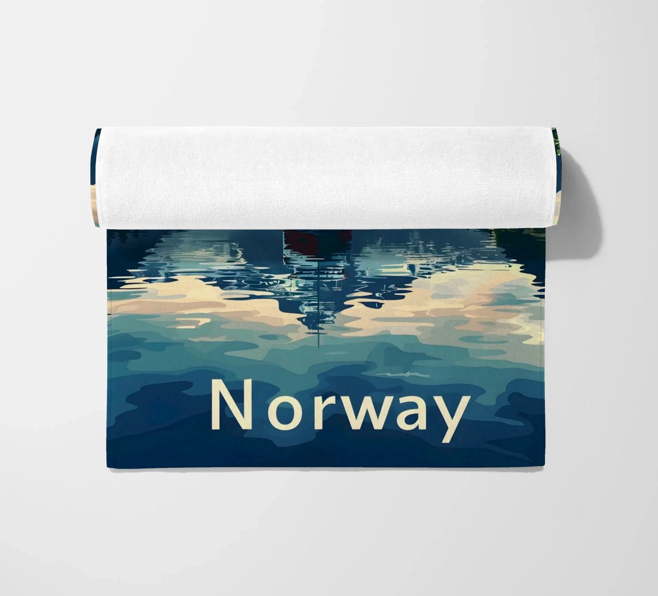 Norwegen Fjord Reiseposter Strandtuch von Vintage Travel Art