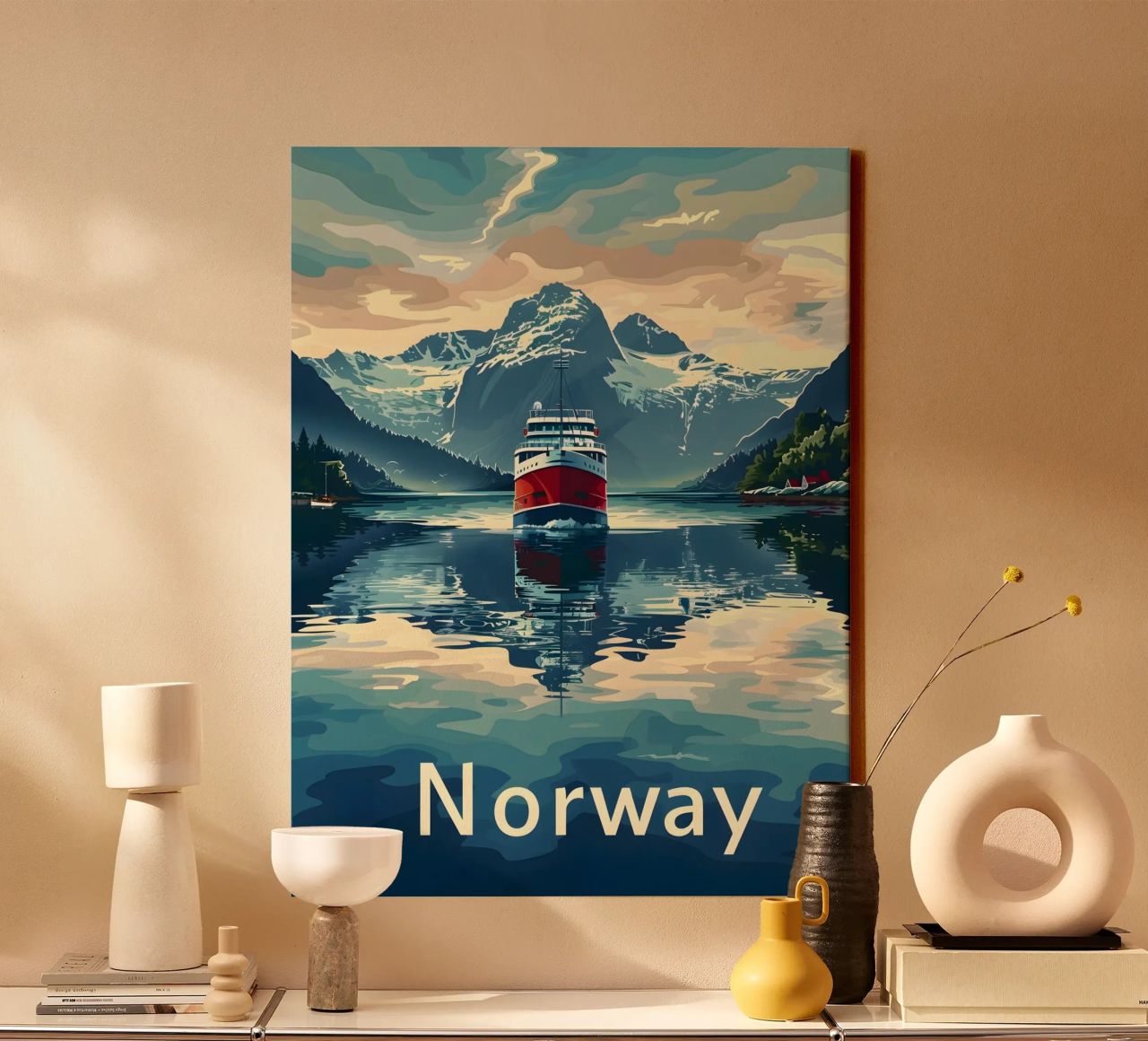 Norwegen Fjord Reiseposter Leinwand von Vintage Travel Art
