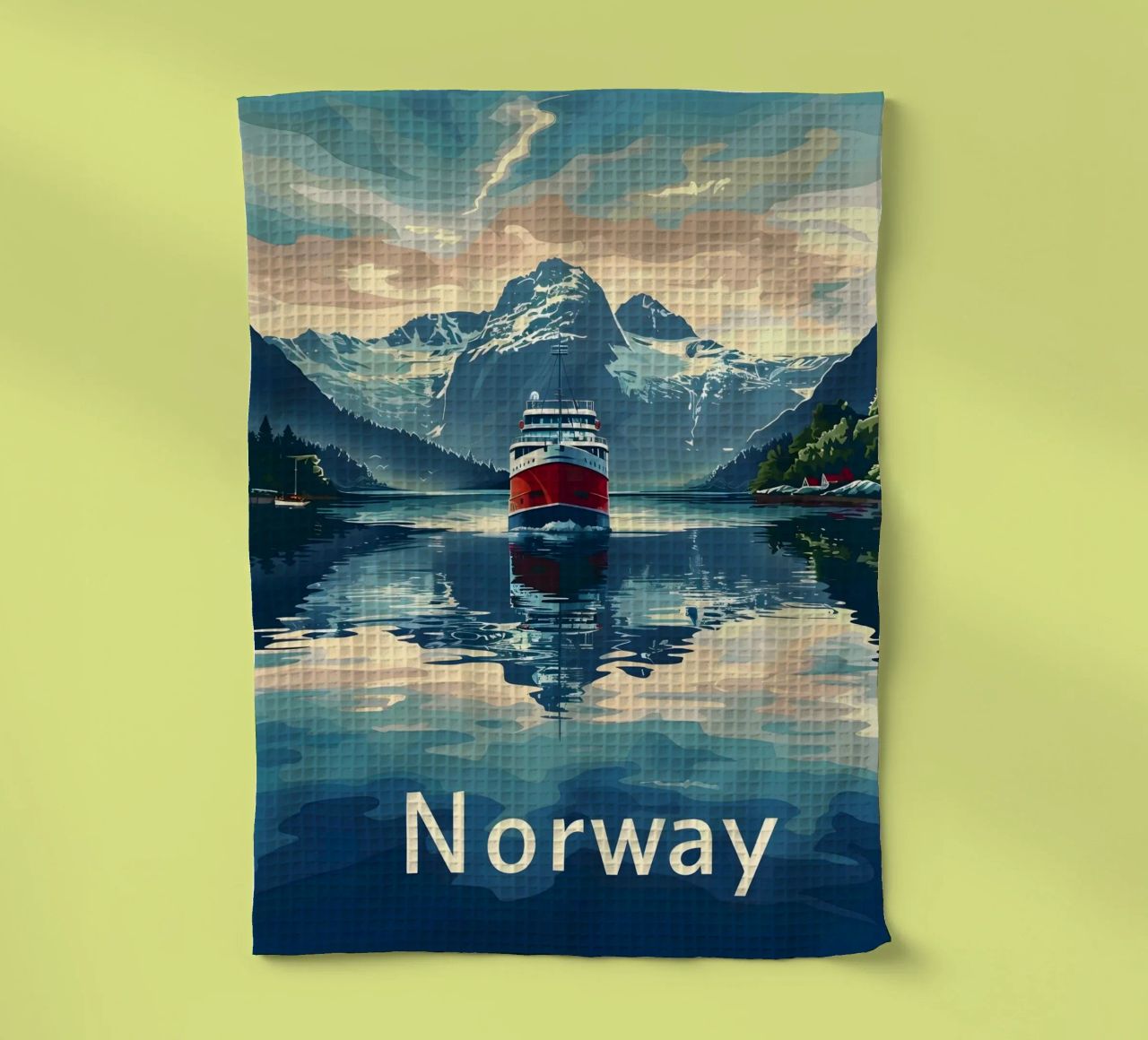 Norwegen Fjord Reiseposter Geschirrtuch von Vintage Travel Art