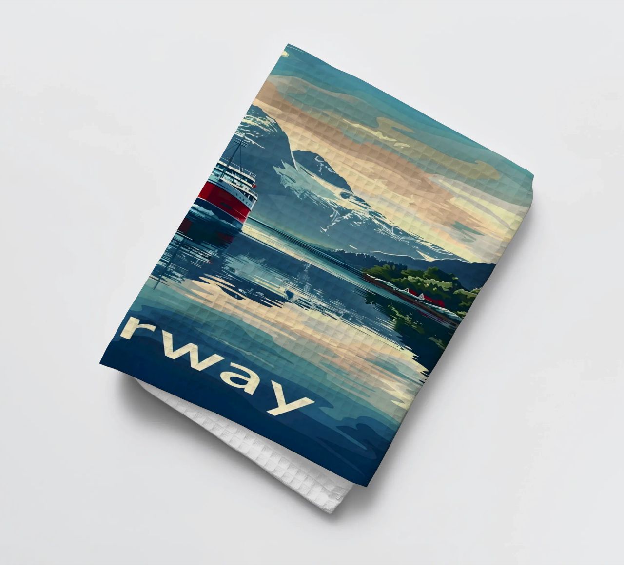 Norwegen Fjord Reiseposter Geschirrtuch von Vintage Travel Art