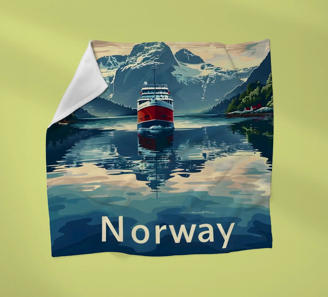 Norwegen Fjord Reiseposter Fleecedecke von Vintage Travel Art