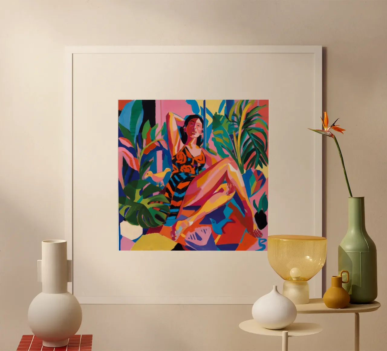 Esplosione di colori tropicali poster con telaio in plastica da Ebony Carpenter