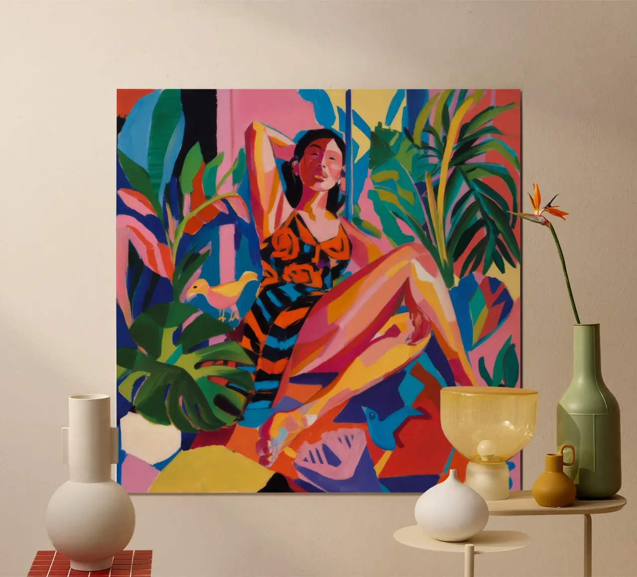 Esplosione di colori tropicali poster con telaio in plastica da Ebony Carpenter